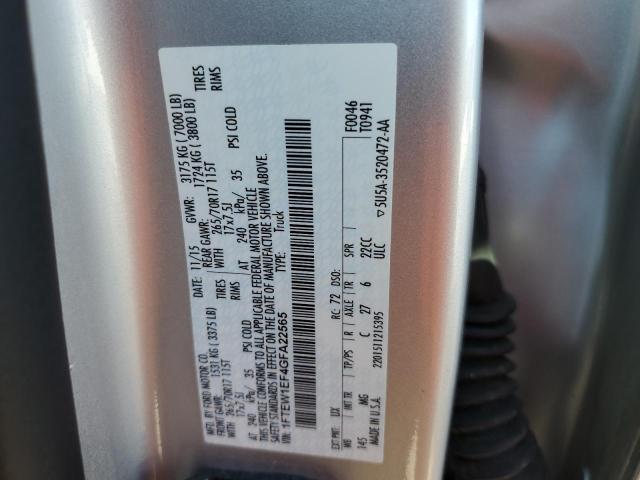 1FTEW1EF4GFA22565 - 2016 FORD F150 SUPER SILVER photo 12