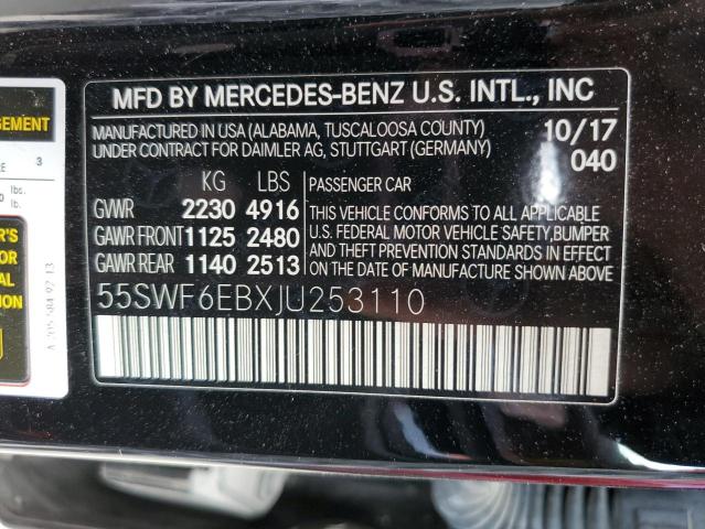 55SWF6EBXJU253110 - 2018 MERCEDES-BENZ C 43 4MATI BLACK photo 12