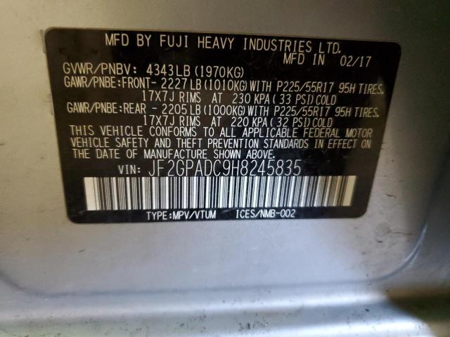 JF2GPADC9H8245835 - 2017 SUBARU CROSSTREK 银色 照片 12