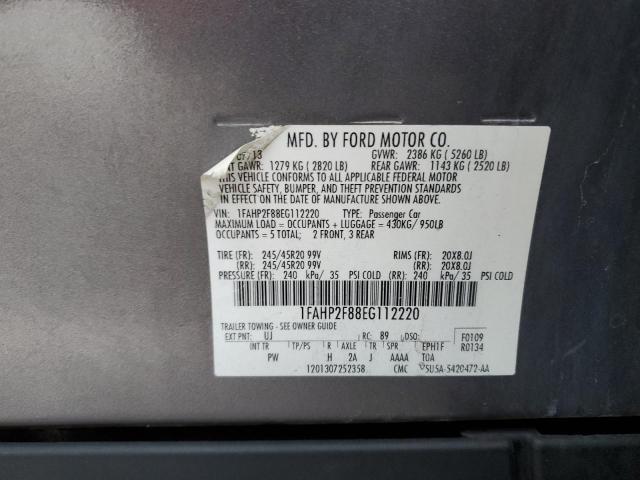 1FAHP2F88EG112220 - 2014 FORD TAURUS LIM GRAY photo 12