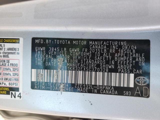 2T1KR32EX5C370328 - 2005 TOYOTA COROLLA MA SILVER photo 13