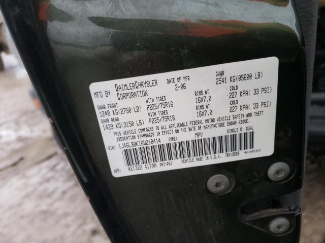 1J4GL38K16W218414 - 2006 JEEP LIBERTY RE GREEN photo 12