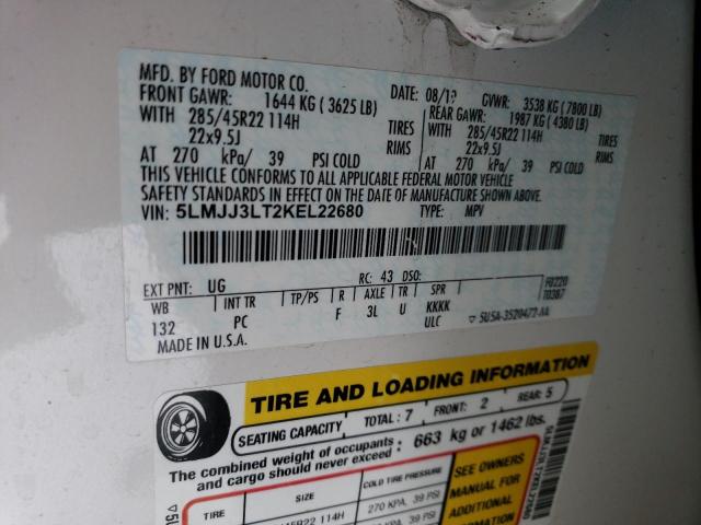 5LMJJ3LT2KEL22680 - 2019 LINCOLN NAVIGATOR 白色 照片 13