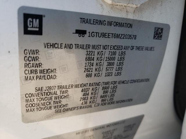 1GTU9EET6MZ203578 - 2021 GMC SIERRA K15 WHITE photo 12