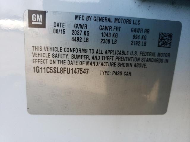 1G11C5SL8FU147547 - 2015 CHEVROLET MALIBU 1LT თეთრი ფოტო 12