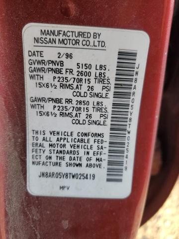 JN8AR05Y8TW025419 - 1996 NISSAN PATHFINDER Tünd qırmızı foto 12