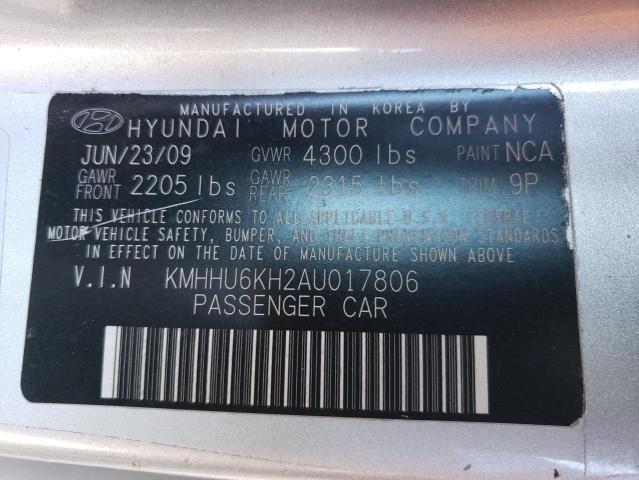 KMHHU6KH2AU017806 - 2010 HYUNDAI GENESIS CO SILVER photo 13