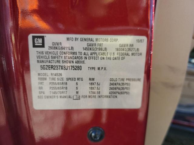5GZER237X8J175280 - 2008 SATURN OUTLOOK XR MAROON photo 13