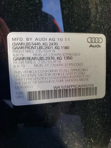 WA1LFAFP5CA048298 - 2012 AUDI Q5 BLACK photo 12