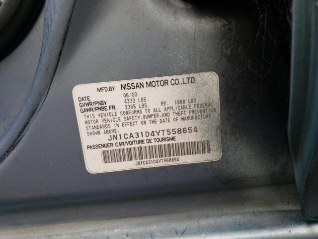 JN1CA31D4YT558654 - 2000 NISSAN MAXIMA GLE BLUE photo 12