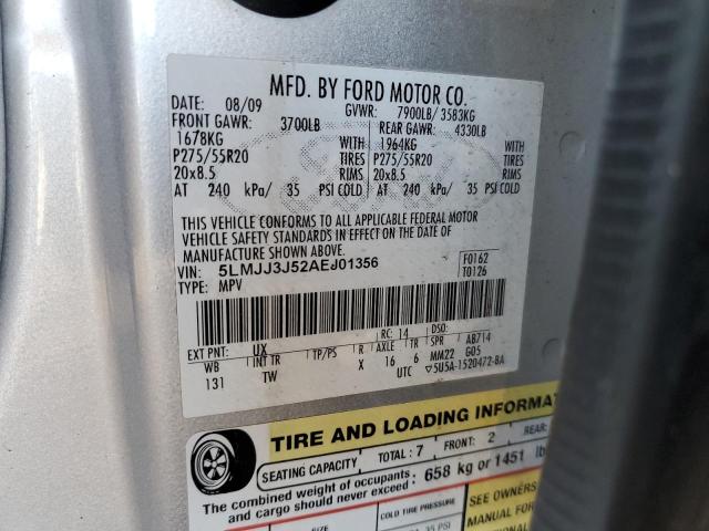 5LMJJ3J52AEJ01356 - 2010 LINCOLN NAVIGATOR 银色 照片 13