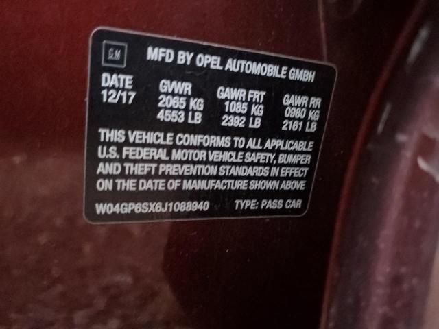 W04GP6SX6J1088940 - 2018 BUICK REGAL ESSE BURGUNDY photo 12