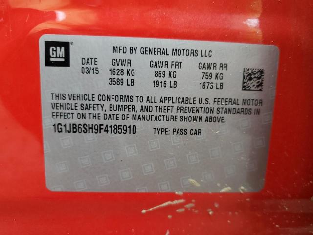 1G1JB6SH9F4185910 - 2015 CHEVROLET SONIC LS 红色 照片 12