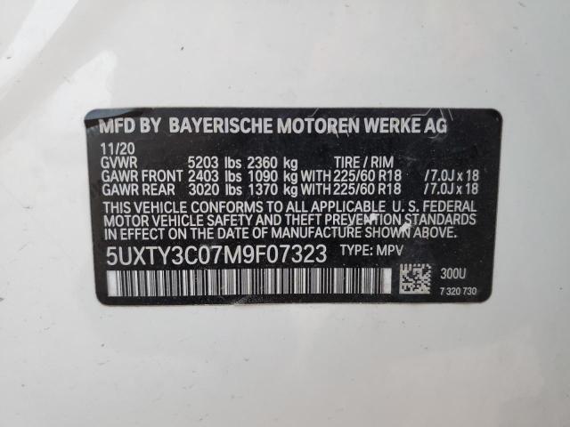 5UXTY3C07M9F07323 - 2021 BMW X3 SDRIVE3 Ақ фото 13