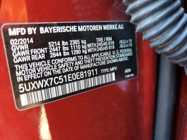 5UXWX7C51E0E81911 - 2014 BMW X3 XDRIVE3 RED photo 13