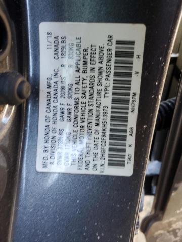 2HGFC2F84KH513973 - 2019 HONDA CIVIC SPOR Graphit Foto 12