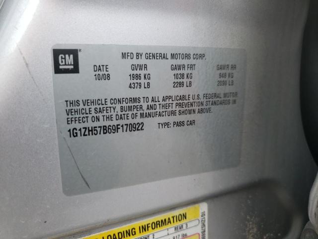 1G1ZH57B69F170922 - 2009 CHEVROLET MALIBU 1LT 银色 照片 12