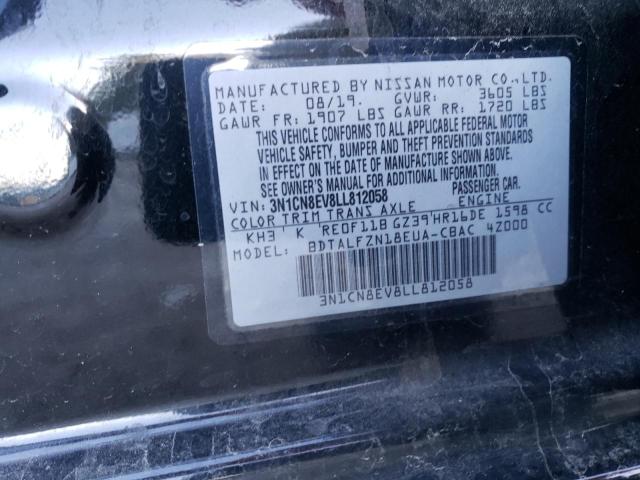 3N1CN8EV8LL812058 - 2020 NISSAN VERSA SV BLACK photo 13