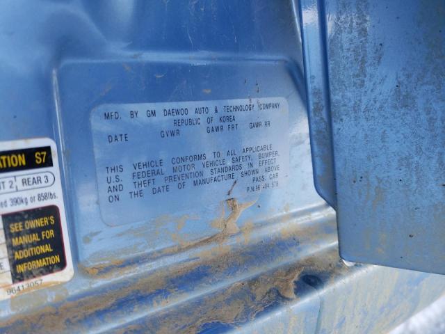 KL1TD62635B403379 - 2005 CHEVROLET AVEO BASE BLUE photo 12