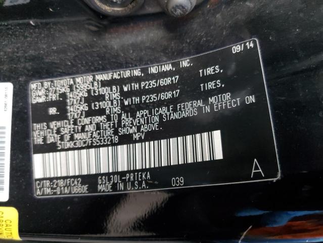 5TDKK3DC7FS533218 - 2015 TOYOTA SIENNA LE BLACK photo 13