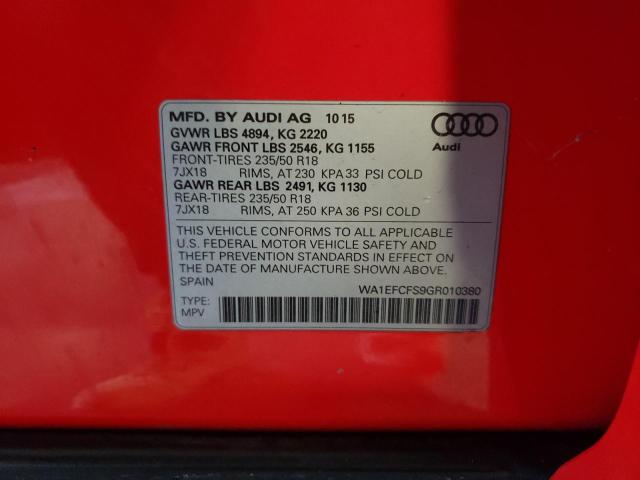 WA1EFCFS9GR010380 - 2016 AUDI Q3 PREMIUM RED photo 13