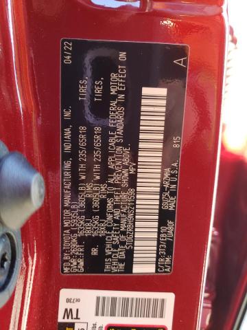 5TDGZRBH9NS211598 - 2022 TOYOTA HIGHLANDER Bordo foto 13