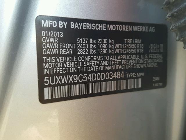 5UXWX9C54D0D03484 - 2013 BMW X3 XDRIVE28I  photo 10