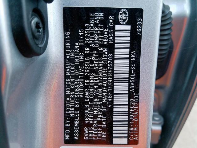 4T4BF1FK4FR475708 - 2015 TOYOTA CAMRY LE  photo 10