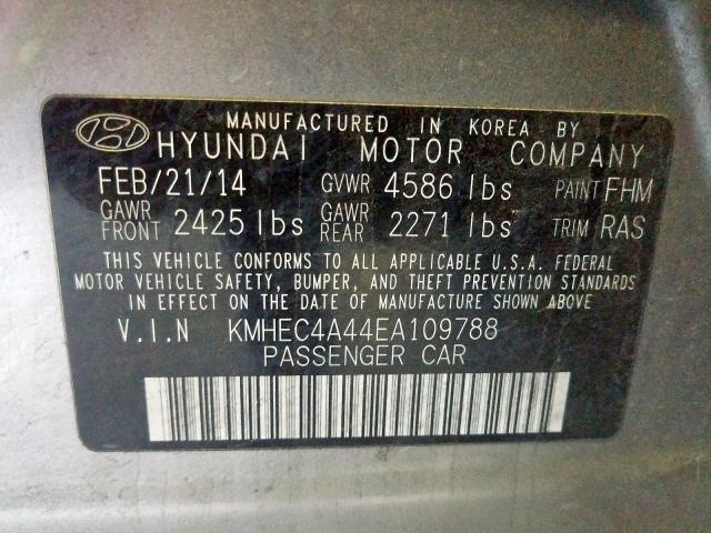 KMHEC4A44EA109788 - 2014 HYUNDAI SONATA HYBRID  photo 10