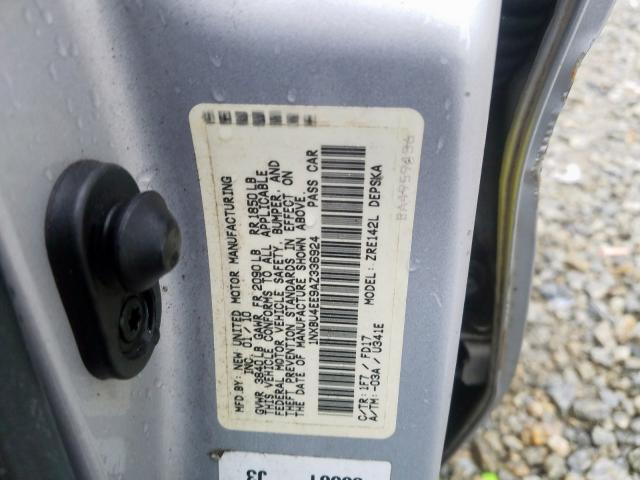 1NXBU4EE9AZ336924 - 2010 TOYOTA COROLLA BASE  照片 10