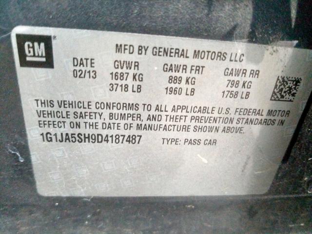 1G1JA5SH9D4187487 - 2013 CHEVROLET SONIC LS  照片 10