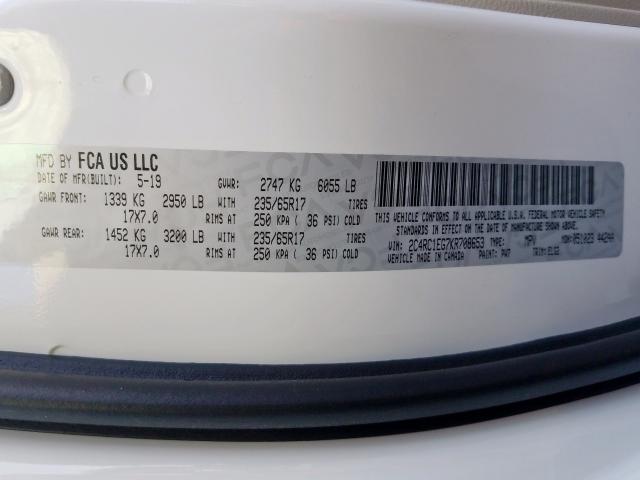 2C4RC1EG7KR708653 - 2019 CHRYSLER PACIFICA TOURING L PLUS  photo 10