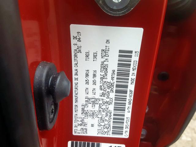 3TMCZ5AN7KM246487 - 2019 TOYOTA TACOMA DOUBLE CAB  照片 10