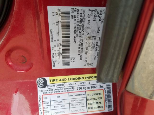 5LMFU28507LJ04077 - 2007 LINCOLN NAVIGATOR  照片 10