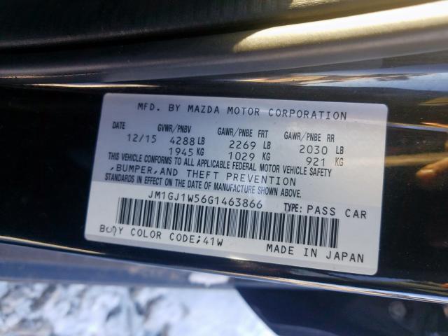 JM1GJ1W56G1463866 - 2016 MAZDA 6 GRAND TOURING  photo 10