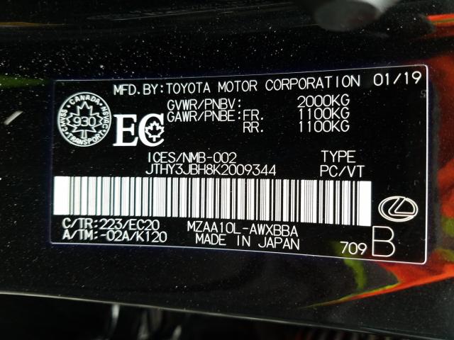 JTHY3JBH8K2009344 - 2019 LEXUS UX 200  photo 10