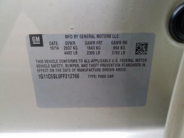 1G11C5SL0FF212766 - 2015 CHEVROLET MALIBU 1LT  照片 10