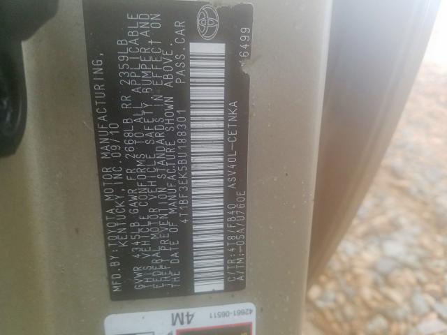 4T1BF3EK5BU188301 - 2011 TOYOTA CAMRY BASE  photo 10