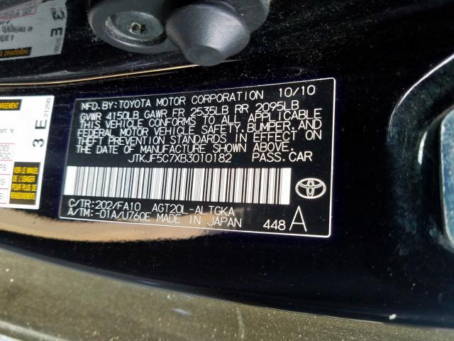 JTKJF5C7XB3010182 - 2011 TOYOTA SCION TC  照片 10