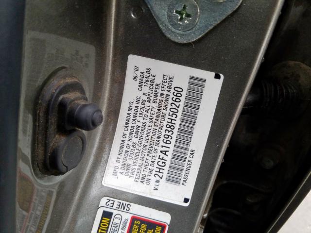 2HGFA16938H502660 - 2008 HONDA CIVIC EXL  照片 10