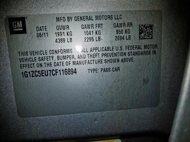 1G1ZC5EU7CF116894 - 2012 CHEVROLET MALIBU 1LT  照片 10