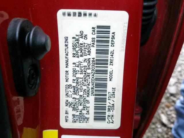 1NXBU4EEXAZ303284 - 2010 TOYOTA COROLLA BASE  foto 10