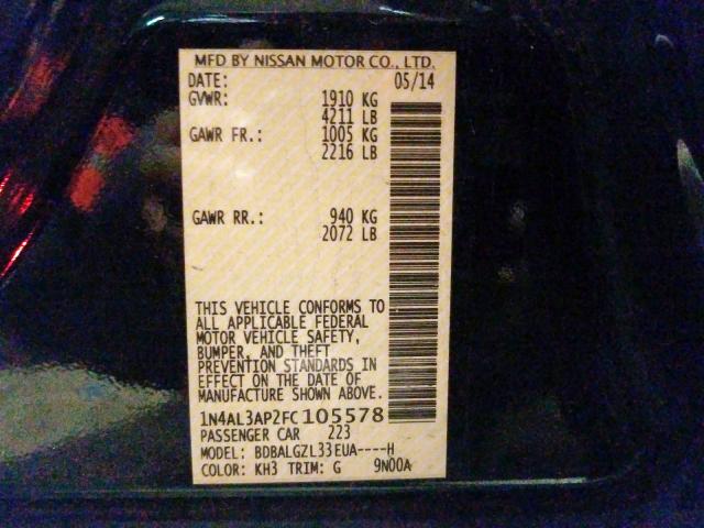 1N4AL3AP2FC105578 - 2015 NISSAN ALTIMA 2.5  photo 10