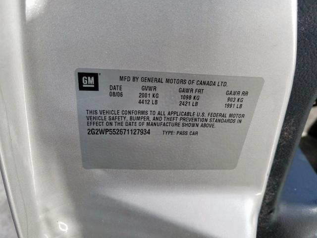 2G2WP552671127934 - 2007 PONTIAC GRAND PRIX  լուսանկար 10