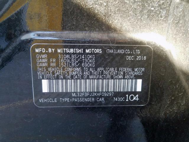 ML32F3FJ2KHF09297 - 2019 MITSUBISHI MIRAGE G4 ES  foto 10