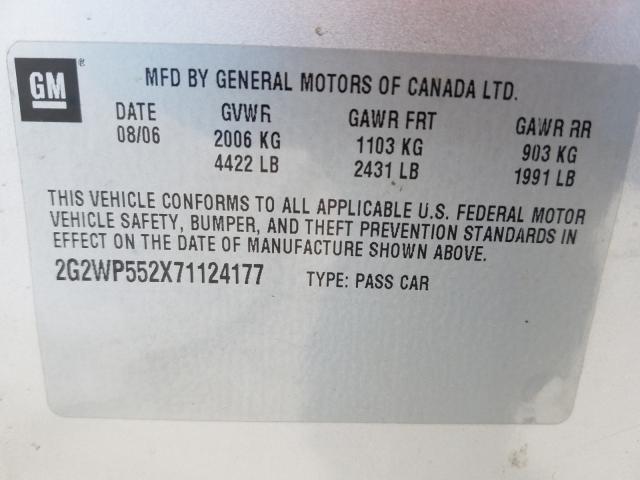 2G2WP552X71124177 - 2007 PONTIAC GRAND PRIX  фото 10