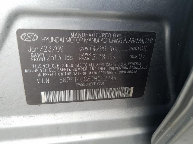 5NPET46C89H562296 - 2009 HYUNDAI SONATA GLS  photo 10