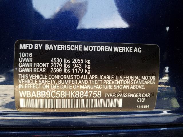 WBA8B9C58HK884758 - 2017 BMW 330 I  photo 10