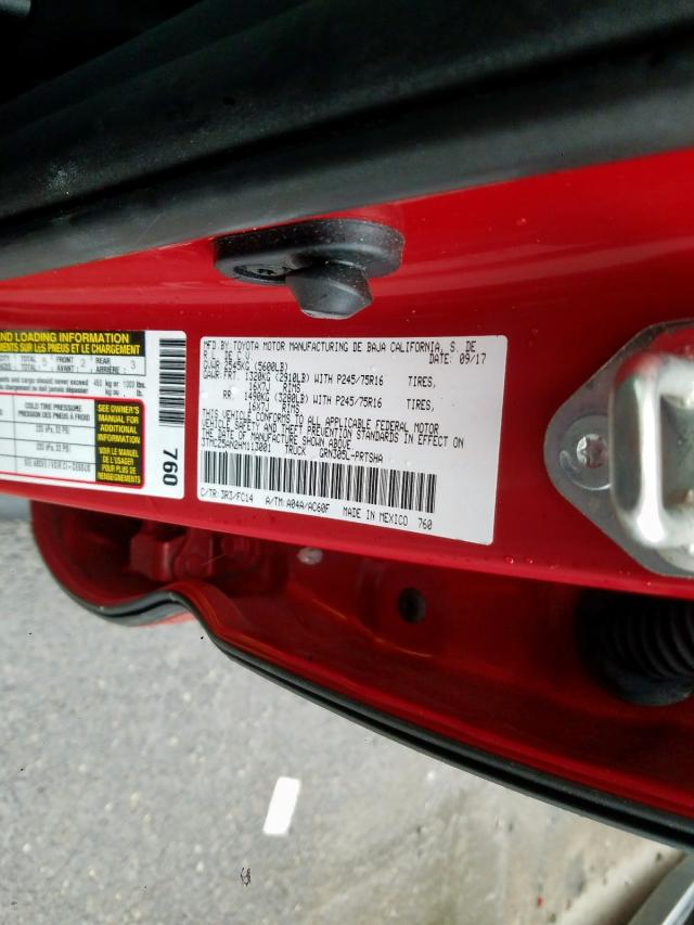 3TMCZ5AN2HM113001 - 2017 TOYOTA TACOMA DOUBLE CAB  照片 10