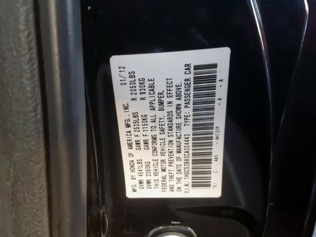 1HGCS2B80CA004443 - 2012 HONDA ACCORD EXL  photo 10